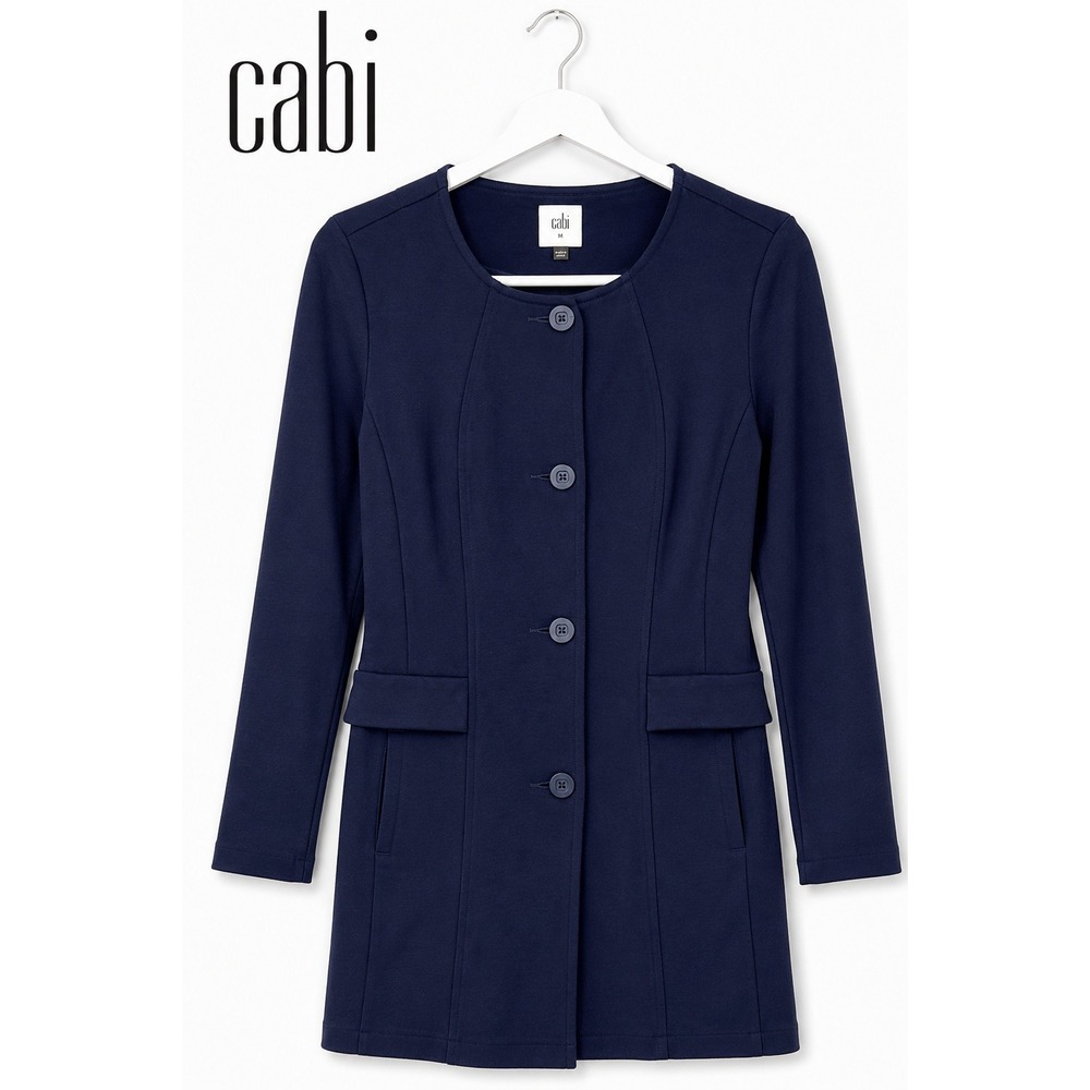 Cabi Navy Knit Jacket Medium Button Front Career Office Blazer Cardigan
